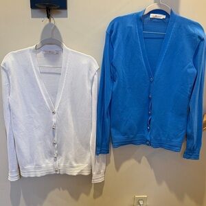 Tory Burch (2) Blue and White Cardigan Set